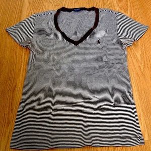 Ralph Lauren White & Brown Striped •